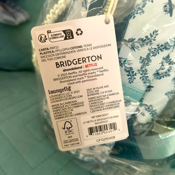 Loungefly Bridgerton White and Blue Floral Backpack - Picture 3 of 5